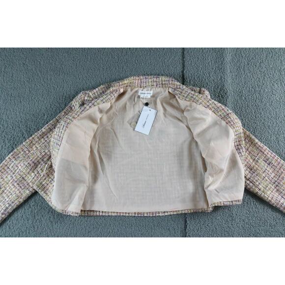 New Lovers and Friends Womens M Pink Rainbow Cropped Jacket Revolve Button Up - Picture 3 of 8